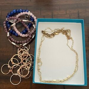 Mixed Jewelry Lot - Rings, Bracelets, and Necklace